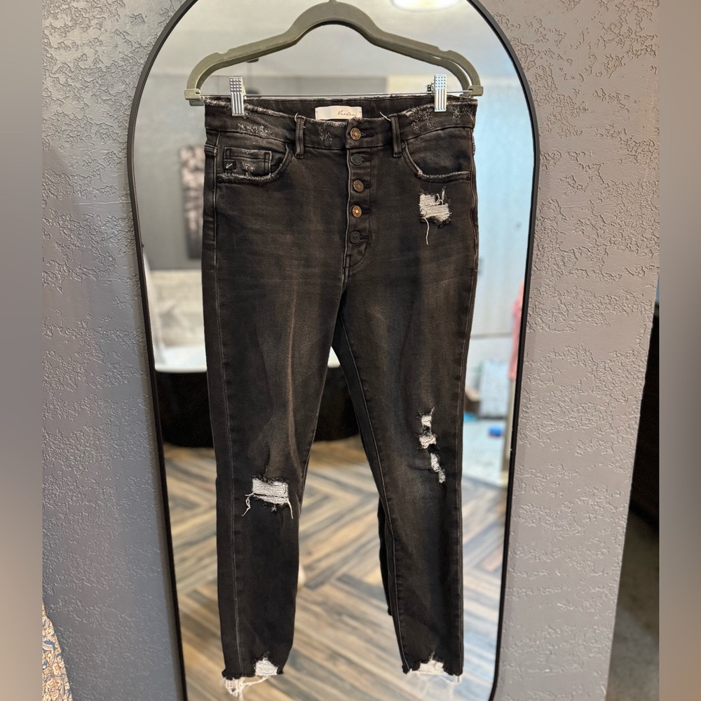 KanCan High Rise Distressed Black Jeans